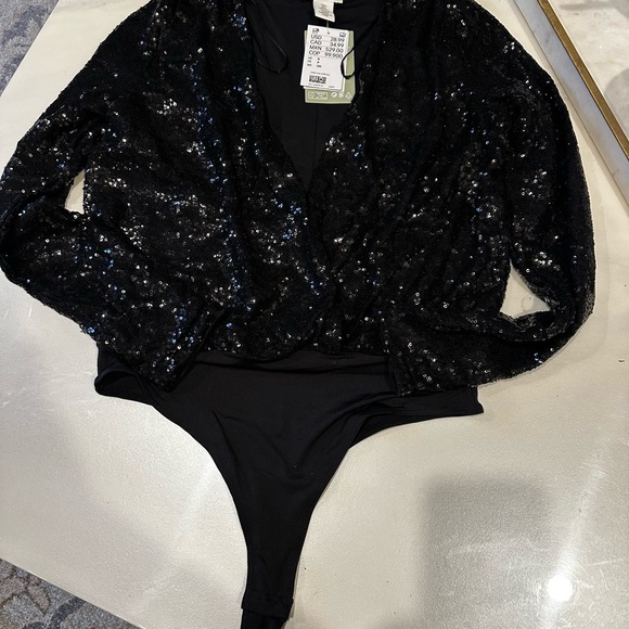 H&M black sequin bodysuit NEVER worn - Picture 1 of 5